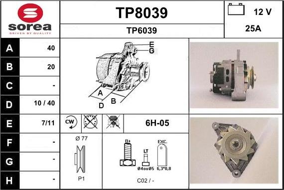 SNRA TP8039 - Генератор www.autospares.lv