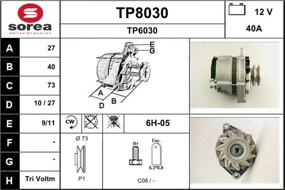 SNRA TP8030 - Ģenerators autospares.lv