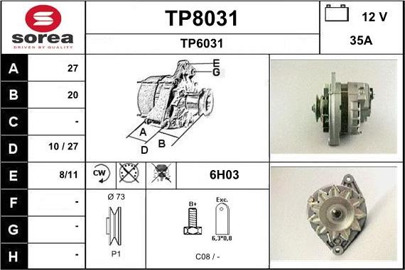 SNRA TP8031 - Генератор www.autospares.lv