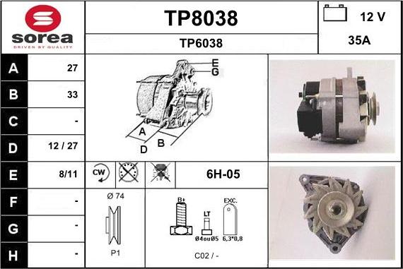 SNRA TP8038 - Alternator www.autospares.lv