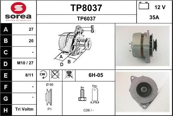 SNRA TP8037 - Alternator www.autospares.lv