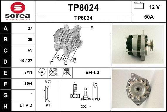 SNRA TP8024 - Alternator www.autospares.lv