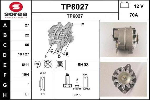 SNRA TP8027 - Ģenerators autospares.lv