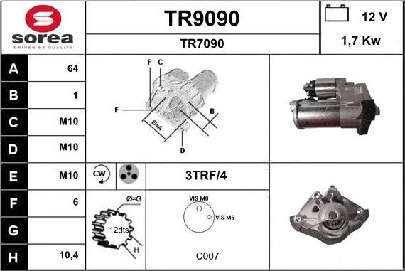 SNRA TR9090 - Starteris autospares.lv