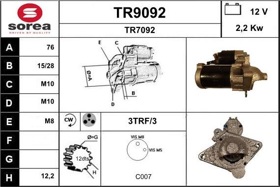 SNRA TR9092 - Starteris autospares.lv