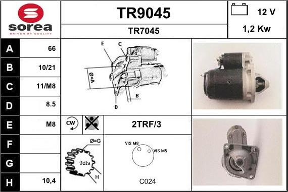 SNRA TR9045 - Стартер www.autospares.lv