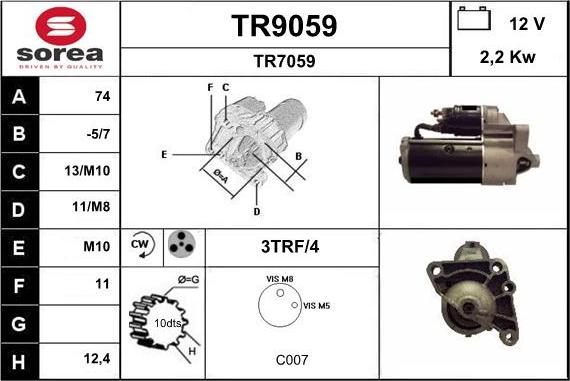 SNRA TR9059 - Стартер www.autospares.lv