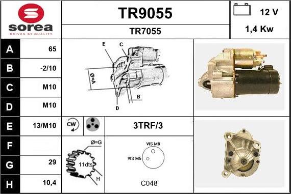 SNRA TR9055 - Стартер www.autospares.lv