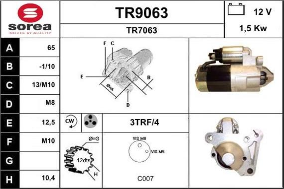 SNRA TR9063 - Starteris autospares.lv