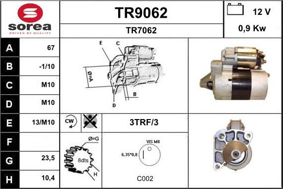 SNRA TR9062 - Starteris autospares.lv