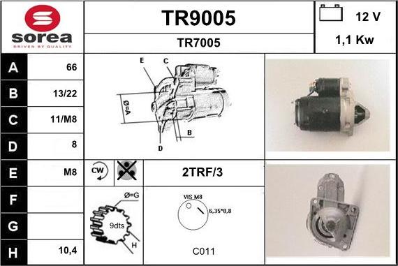 SNRA TR9005 - Стартер www.autospares.lv