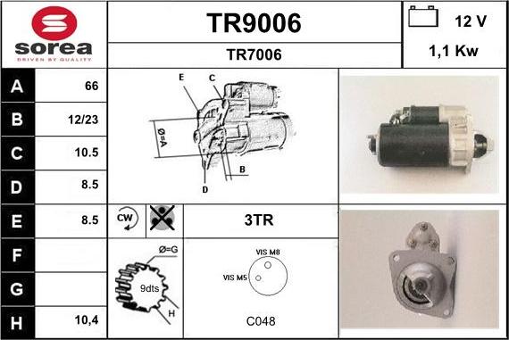 SNRA TR9006 - Стартер www.autospares.lv