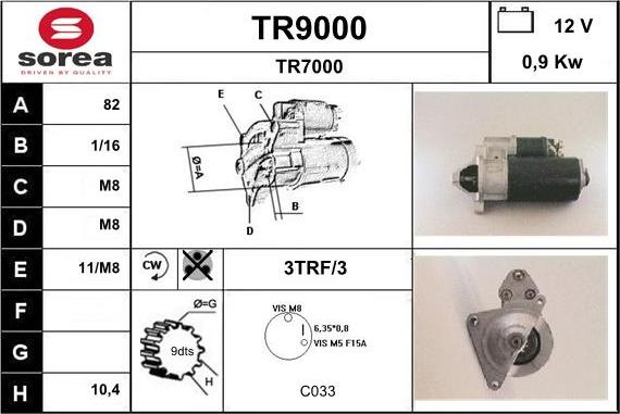 SNRA TR9000 - Starter www.autospares.lv