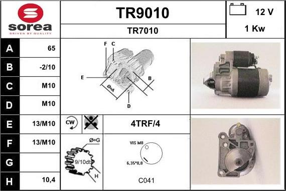 SNRA TR9010 - Стартер www.autospares.lv