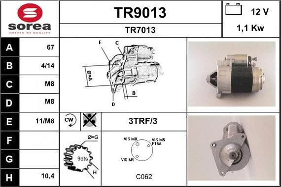 SNRA TR9013 - Starter www.autospares.lv