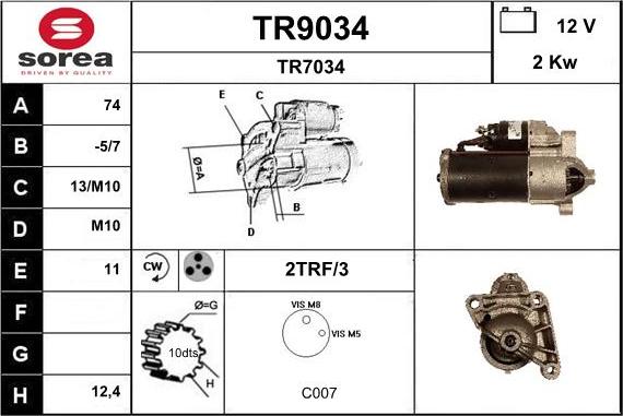 SNRA TR9034 - Стартер www.autospares.lv