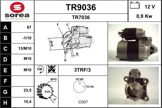 SNRA TR9036 - Starter www.autospares.lv