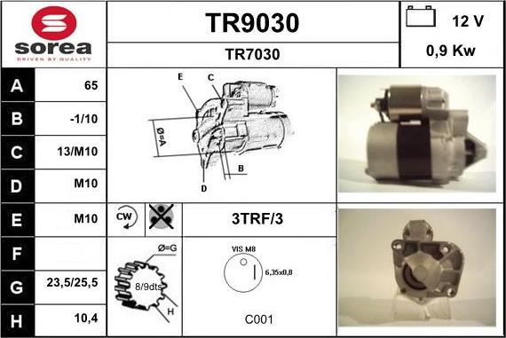 SNRA TR9030 - Стартер www.autospares.lv