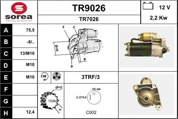 SNRA TR9026 - Starteris www.autospares.lv