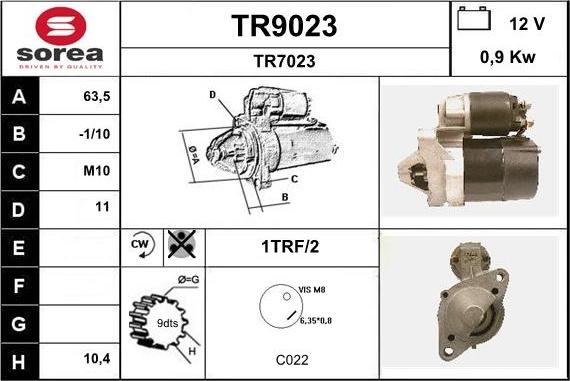 SNRA TR9023 - Стартер www.autospares.lv