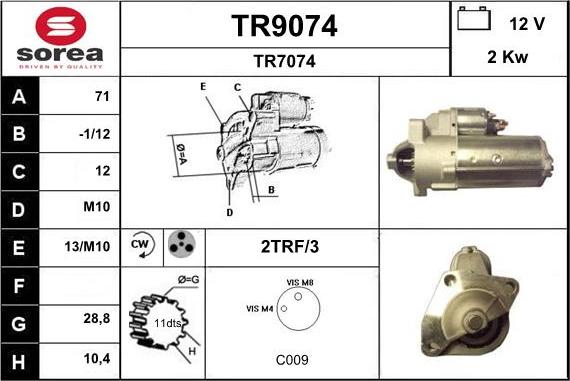 SNRA TR9074 - Стартер www.autospares.lv