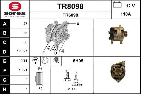 SNRA TR8098 - Alternator www.autospares.lv