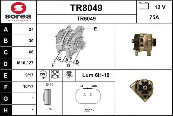 SNRA TR8049 - Alternator www.autospares.lv