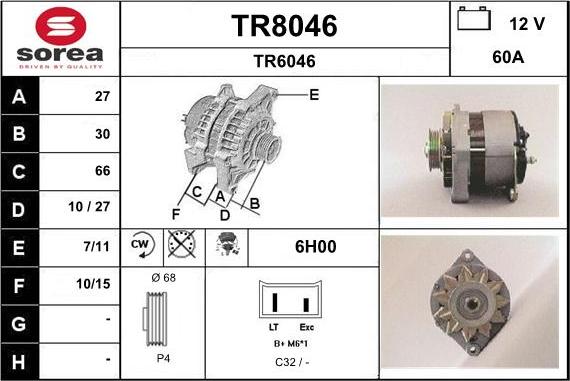 SNRA TR8046 - Генератор www.autospares.lv