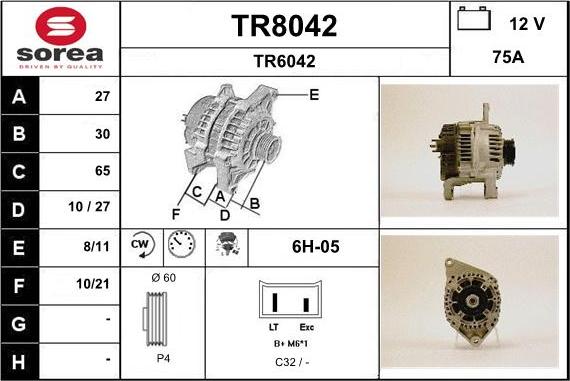 SNRA TR8042 - Ģenerators www.autospares.lv