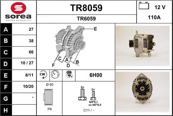 SNRA TR8059 - Ģenerators www.autospares.lv