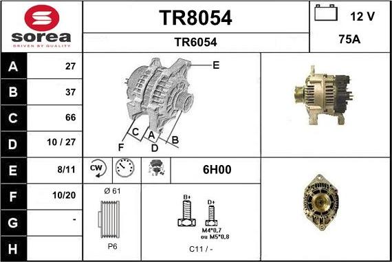 SNRA TR8054 - Ģenerators www.autospares.lv