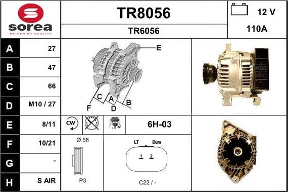 SNRA TR8056 - Генератор www.autospares.lv