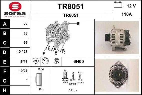 SNRA TR8051 - Alternator www.autospares.lv