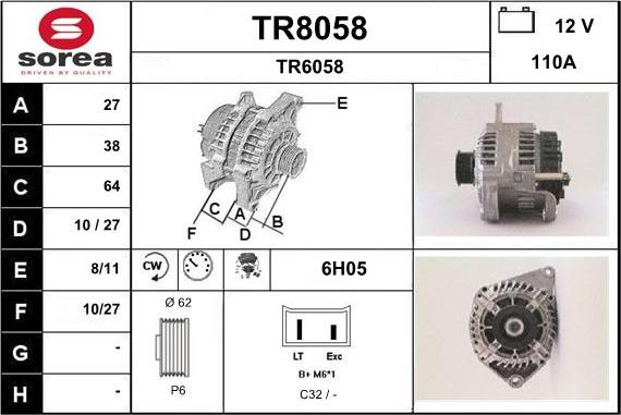 SNRA TR8058 - Генератор www.autospares.lv