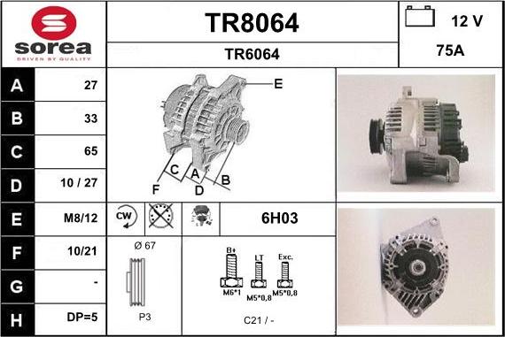 SNRA TR8064 - Alternator www.autospares.lv