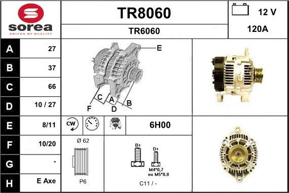 SNRA TR8060 - Alternator www.autospares.lv