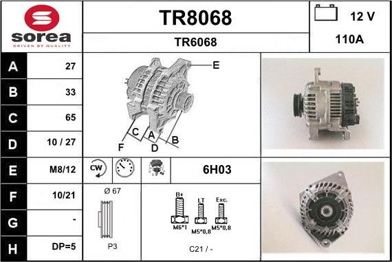 SNRA TR8068 - Ģenerators autospares.lv