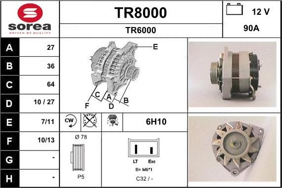 SNRA TR8000 - Ģenerators www.autospares.lv