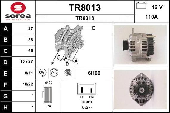 SNRA TR8013 - Генератор www.autospares.lv