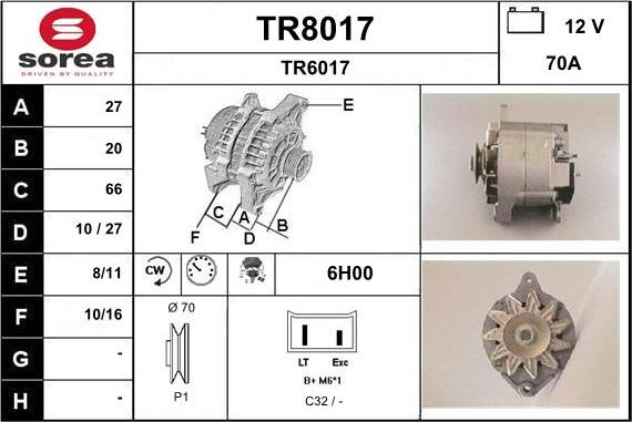 SNRA TR8017 - Генератор www.autospares.lv