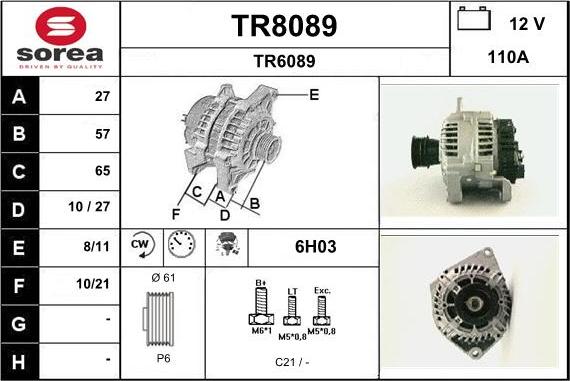 SNRA TR8089 - Alternator www.autospares.lv