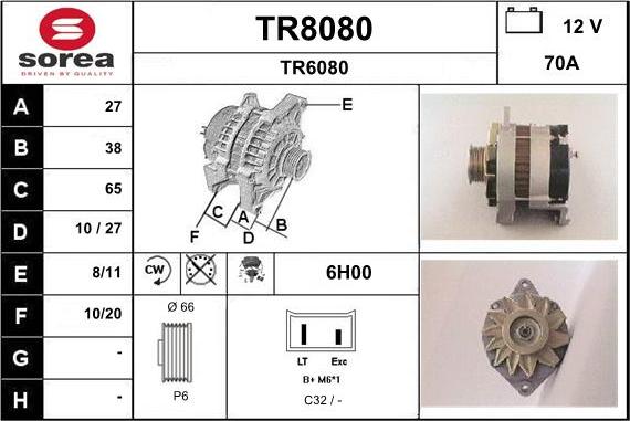 SNRA TR8080 - Ģenerators www.autospares.lv