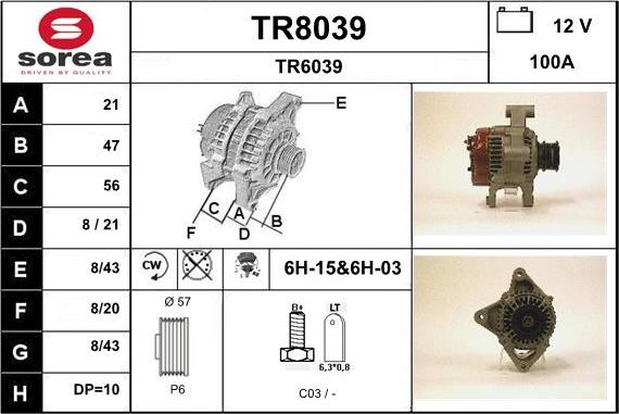 SNRA TR8039 - Генератор www.autospares.lv