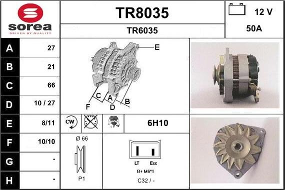 SNRA TR8035 - Ģenerators www.autospares.lv