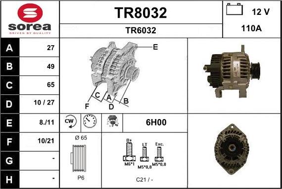 SNRA TR8032 - Alternator www.autospares.lv