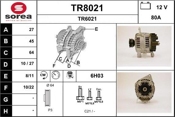 SNRA TR8021 - Ģenerators autospares.lv