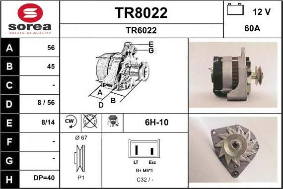 SNRA TR8022 - Ģenerators www.autospares.lv