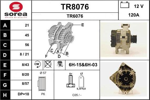 SNRA TR8076 - Alternator www.autospares.lv