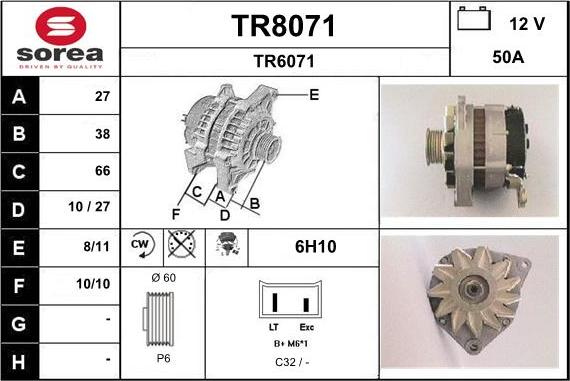 SNRA TR8071 - Ģenerators www.autospares.lv