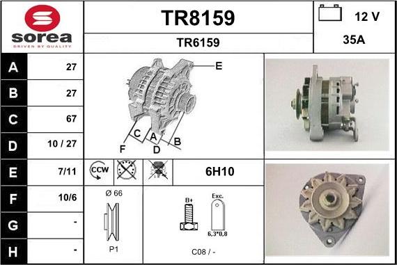 SNRA TR8159 - Alternator www.autospares.lv